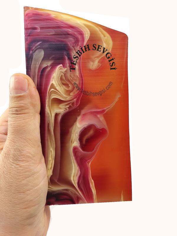 Sıkma Kehribar Kırmızı Hareli Tesbih Hammaddesi