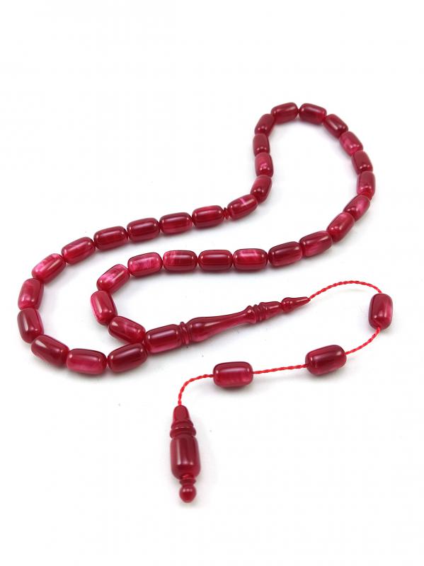 Kırmızı Nano Sedefli Sistemli Kapsül Kesim Katalin Tesbih