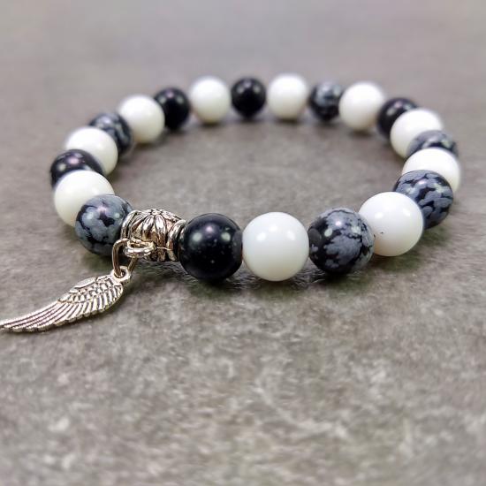 Sedef-Obsidyen Doğaltaş Bileklik,Akik Bileklik,Akik Doğaltaş Bileklik, Doğaltaş Bileklik