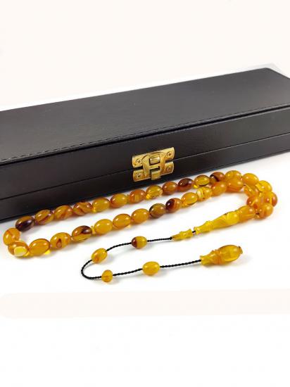 Sıkma Kehribar Tesbih,Beyzi Tesbih,Sistemli Tesbih,Usta İşi Tesbih,Kuru Torna Tesbih,İmzalı Tesbih,9x12 Tesbih, Sarı Kahve Tesbih